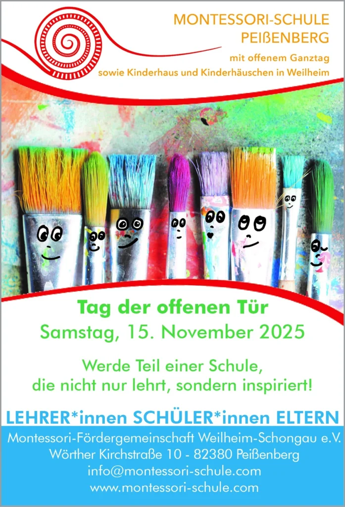 Einladung zum Tag der offenen Tür in der Montessori Schule Peißenberg