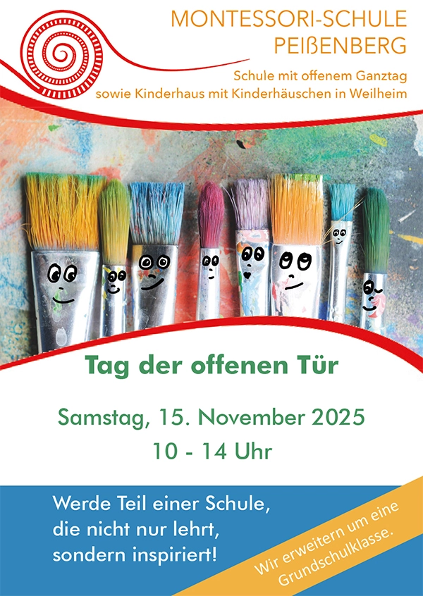Einladung zum Tag der offenen Tür in der Montessori Schule Peißenberg am 15.11.2025